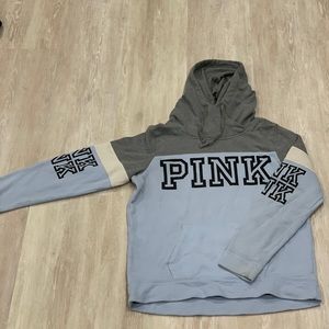 PINK periwinkle blue and grey hoodie
